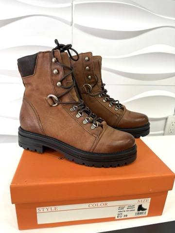 Miz Mooz Dunn Womens Size 8.5 EU 39 Brandy Leather Lace Up Combat Ankle Boots