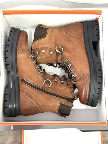 Miz Mooz Dunn Womens Size 8.5 EU 39 Brandy Leather Lace Up Combat Ankle Boots photo 9