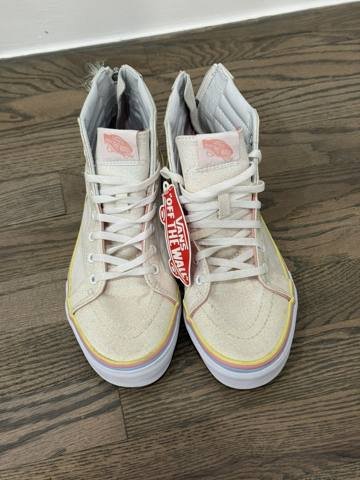 Vans Sk8-Hi Zip Girls Size 6Y Pink Rainbow Unicorn Glitter High Top Sneakers photo 2