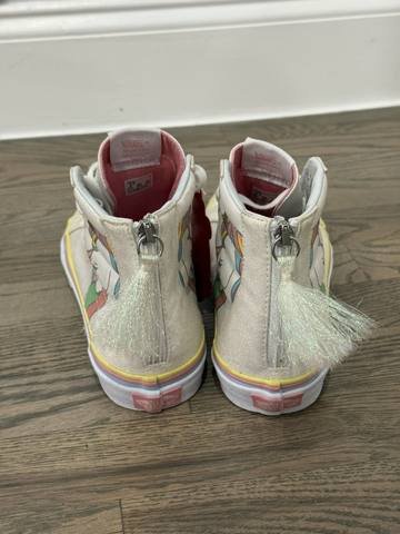 Vans Sk8-Hi Zip Girls Size 6Y Pink Rainbow Unicorn Glitter High Top Sneakers photo 8
