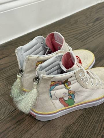Vans Sk8-Hi Zip Girls Size 6Y Pink Rainbow Unicorn Glitter High Top Sneakers photo 9