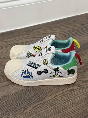Adidas Superstar 360 Aaron Kai Kids Size 1.5 Blue Graphic Slip On Shoes Sneakers photo 3