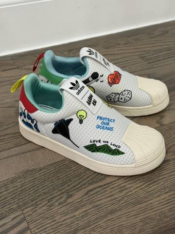 Adidas Superstar 360 Aaron Kai Kids Size 1.5 Blue Graphic Slip On Shoes Sneakers photo 4