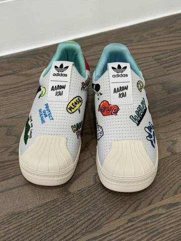 Adidas Superstar 360 Aaron Kai Kids Size 1.5 Blue Graphic Slip On Shoes Sneakers photo 6