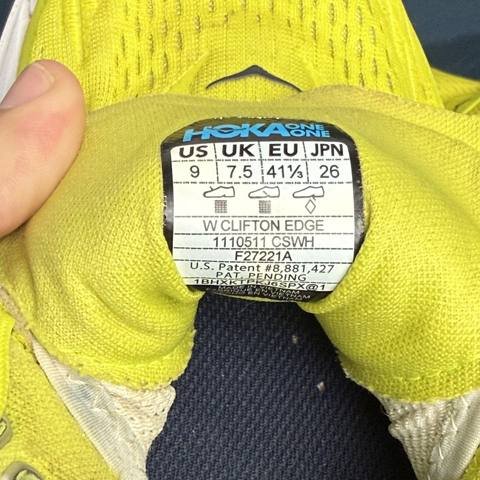 Hoka One One Clifton Edge Mens Size 9 Yellow Athletic Running Shoes Sneakers photo 7