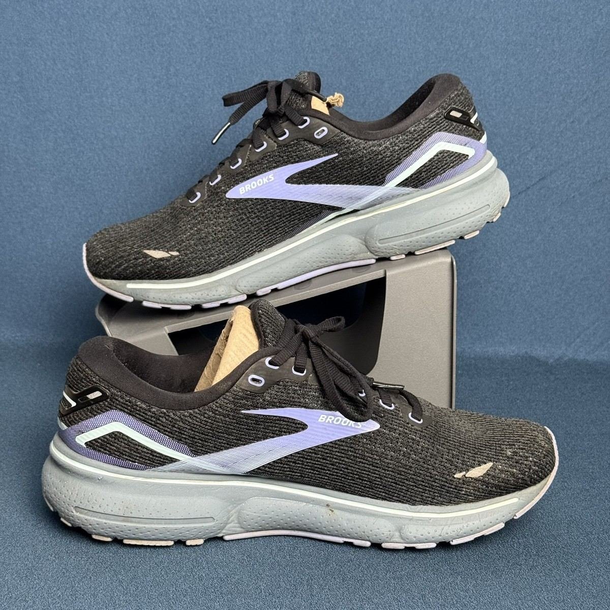 Brooks Ghost 15 Womens Size 11.5 Black Purple Athletic Running Shoes Sneakers