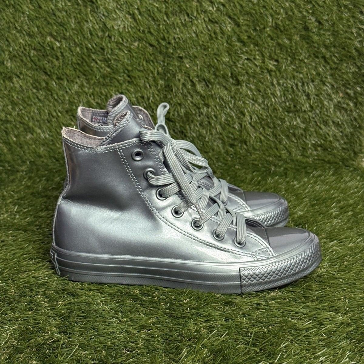 Converse Chuck Taylor All Star High Top Womens Size 5.5 Metallic Silver Sneakers
