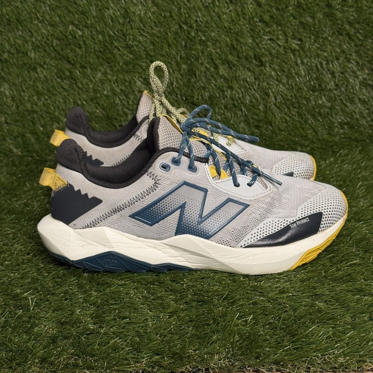 New Balance Shando Mens Size 11 Gray Blue Yellow Mesh Trail Running Shoes