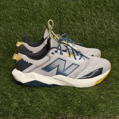 New Balance Shando Mens Size 11 Gray Blue Yellow Mesh Trail Running Shoes