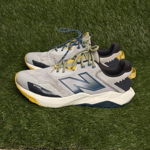 New Balance Shando Mens Size 11 Gray Blue Yellow Mesh Trail Running Shoes photo 3
