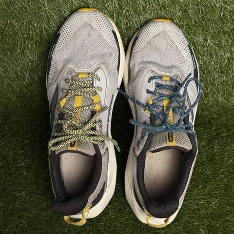 New Balance Shando Mens Size 11 Gray Blue Yellow Mesh Trail Running Shoes photo 6