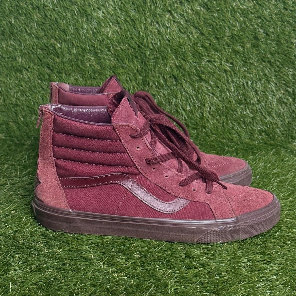 Vans Sk8-Hi Reissue Zip Mens Size 11 Red Suede High Top Skate Shoes Sneakers