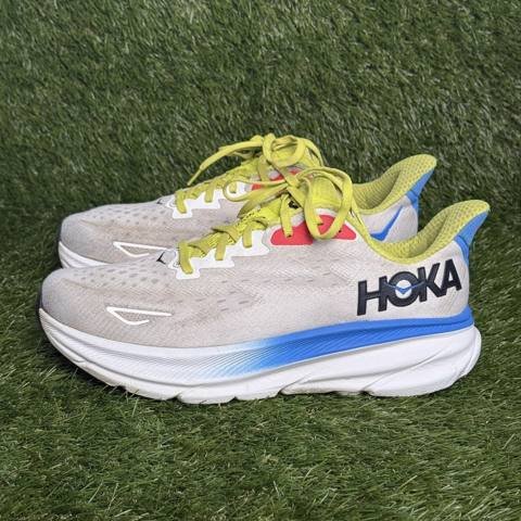Hoka One One Clifton 9 Mens Size 9.5 White Blue Athletic Running Shoes Sneakers photo 3
