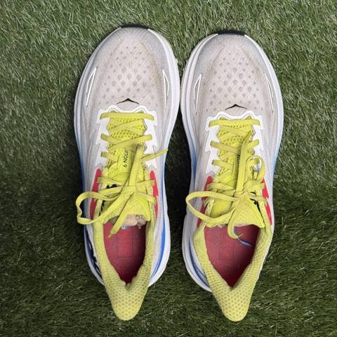 Hoka One One Clifton 9 Mens Size 9.5 White Blue Athletic Running Shoes Sneakers photo 6
