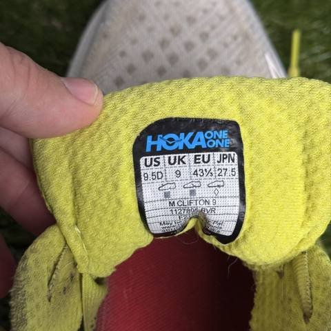 Hoka One One Clifton 9 Mens Size 9.5 White Blue Athletic Running Shoes Sneakers photo 9