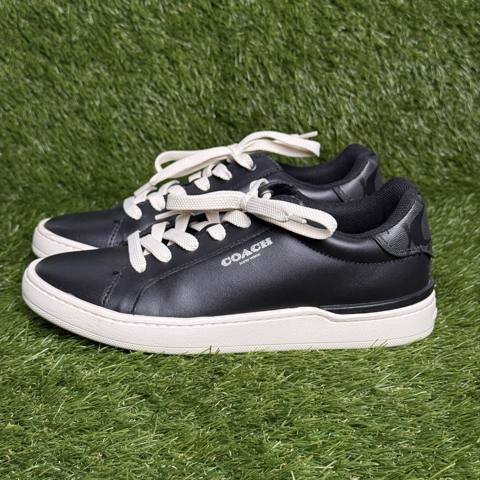 Coach Clip Low Top Womens Size 7 Black Leather Signature Sneakers Shoes CQ651 photo 3