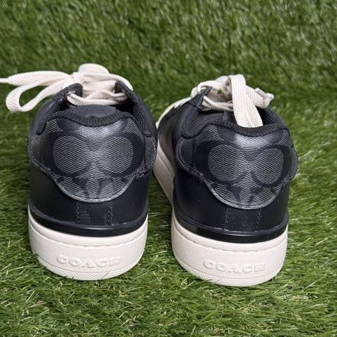 Coach Clip Low Top Womens Size 7 Black Leather Signature Sneakers Shoes CQ651 photo 4