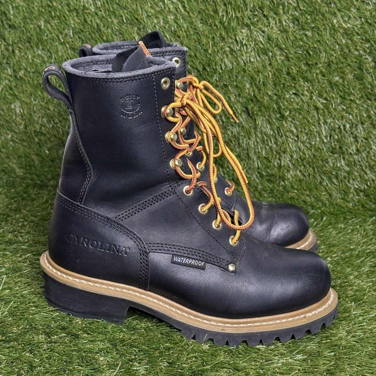 Carolina CA420 Logger Boots Mens Size 8 M Black Leather Soft Toe Work Boots