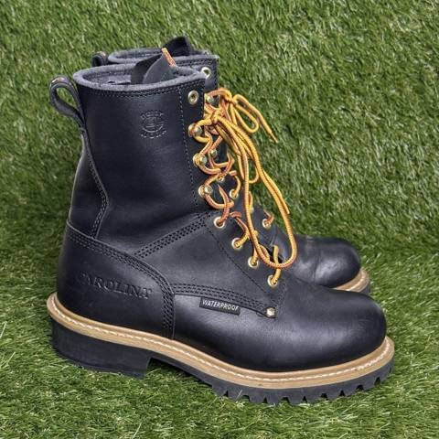 Carolina CA420 Logger Boots Mens Size 8 M Black Leather Soft Toe Work Boots