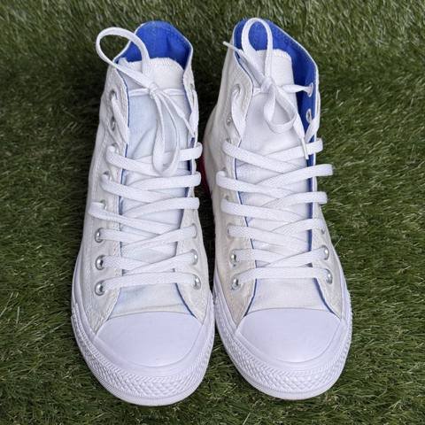 Converse Chuck Taylor All Star Hi Mens 8 Womens 10 White Red Blue High Top Shoes photo 2