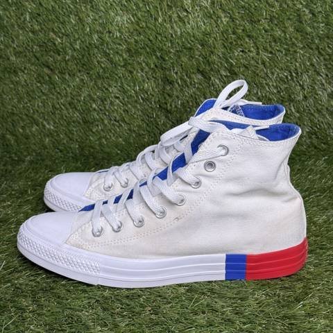 Converse Chuck Taylor All Star Hi Mens 8 Womens 10 White Red Blue High Top Shoes photo 3