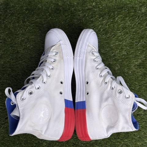 Converse Chuck Taylor All Star Hi Mens 8 Womens 10 White Red Blue High Top Shoes photo 5