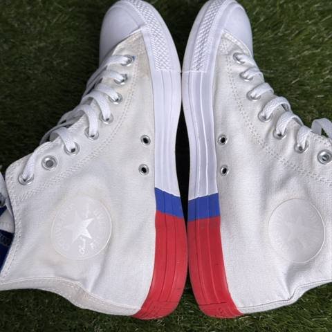 Converse Chuck Taylor All Star Hi Mens 8 Womens 10 White Red Blue High Top Shoes photo 6