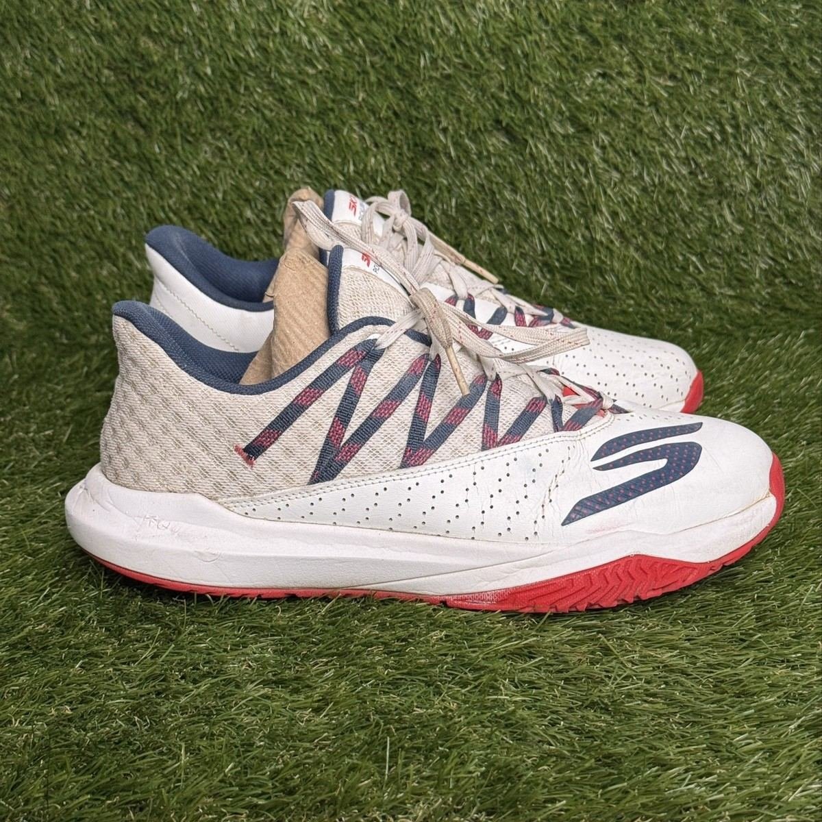 Skechers Viper Court Pro Mens Size 8.5 White Navy Red Pickleball Court Sneakers