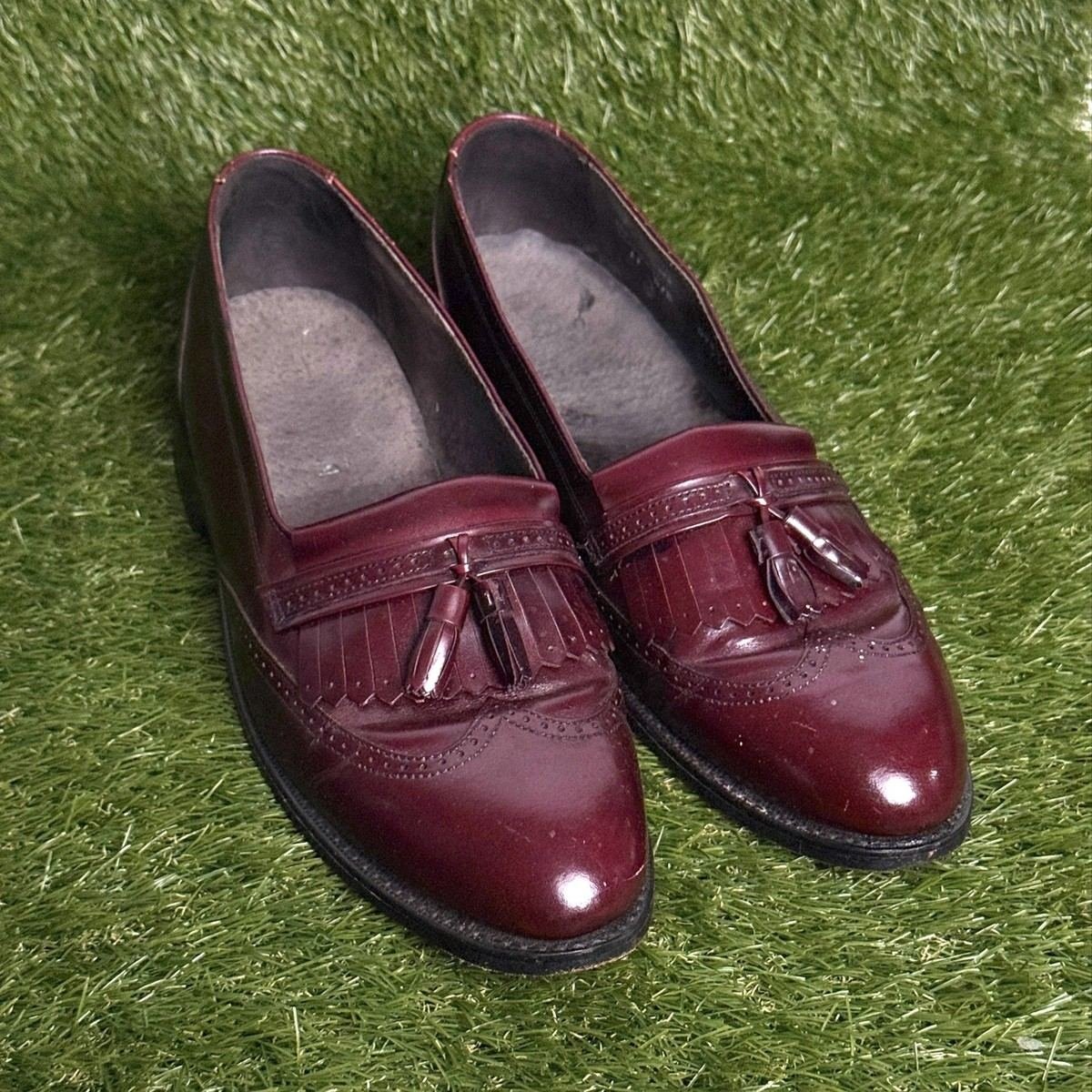 Vintage Bostonian Tassel Loafers Mens Size 11 Burgundy Leather USA Made