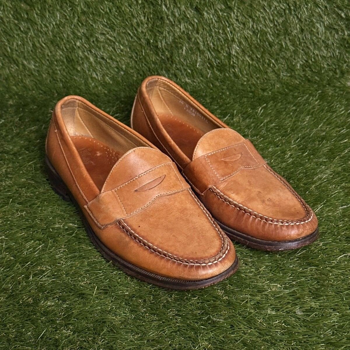 Brooks Brothers Penny Loafers Mens Size 10 D Tan Leather Hand Sewn Dress Shoes
