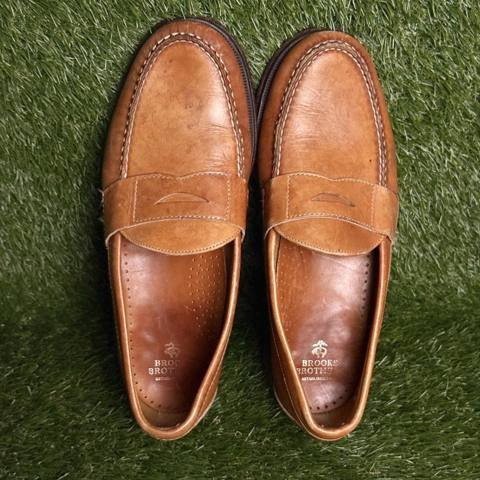 Brooks Brothers Penny Loafers Mens Size 10 D Tan Leather Hand Sewn Dress Shoes photo 5