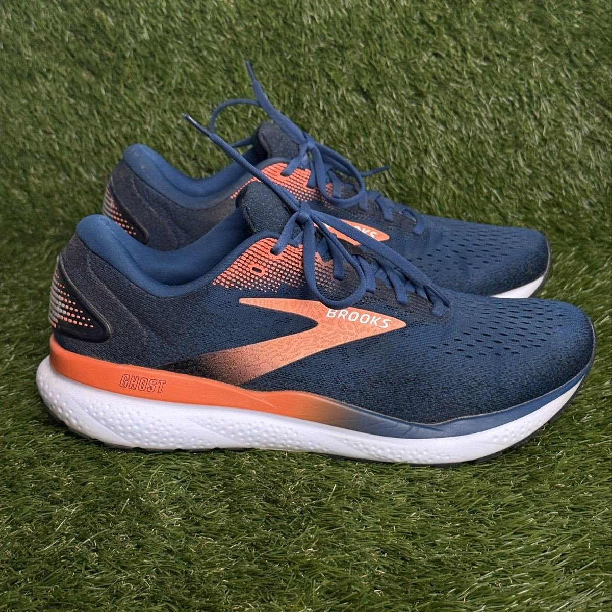 Brooks Ghost 16 Mens Size 12.5 D Blue Orange Road Running Shoes Sneakers