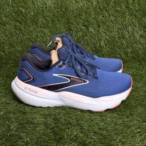 Brooks Glycerin 21 Womens Size 8.5 B Blue Icy Pink Knit Running Shoes Sneakers