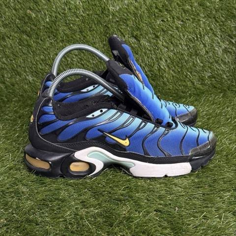 Nike Air Max Plus GS Boys Size 7Y Blue Black Yellow Youth Sneakers BV7426-003
