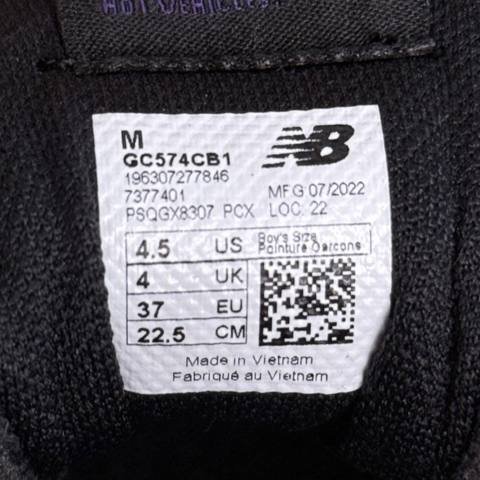 New Balance 574 Boys Size 4.5 Gunmetal Gray Grade School Sneakers GC574CB1 photo 8