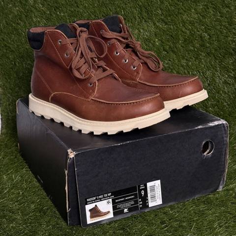 Sorel Madson II Moc Toe Mens Size 9 Tan Tobacco Waterproof Leather Boots
