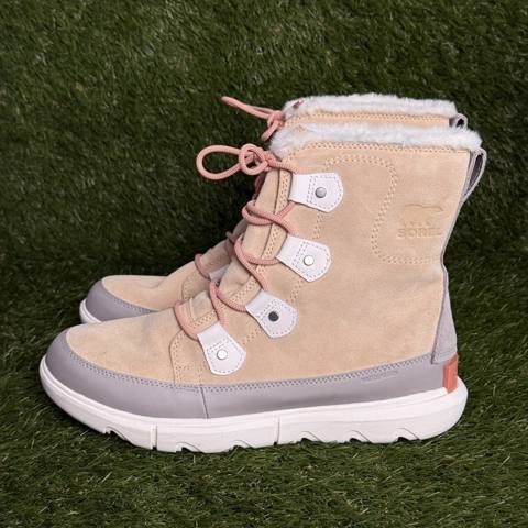 Sorel Explorer II Joan Womens Size 10.5 Pink Gray Suede Waterproof Winter Boots photo 3