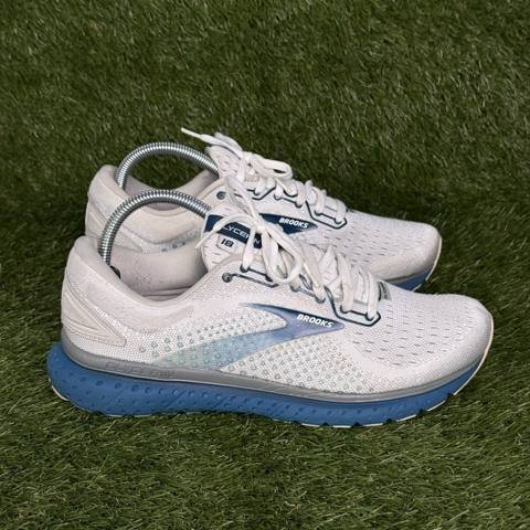 Brooks Glycerin 18 Mens Size 8 EE Wide White Blue Cushioned Running Shoes
