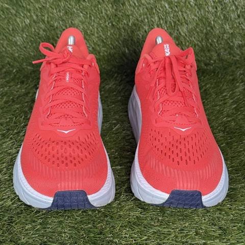 Hoka One One Clifton 7 Womens Size 10.5 Hot Coral Red White Running Shoes photo 3