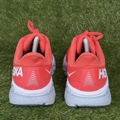 Hoka One One Clifton 7 Womens Size 10.5 Hot Coral Red White Running Shoes photo 5