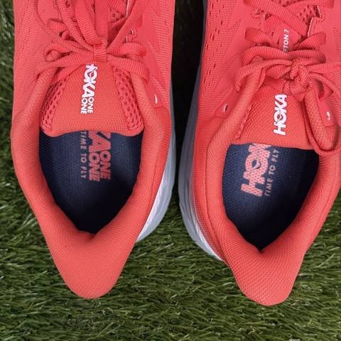Hoka One One Clifton 7 Womens Size 10.5 Hot Coral Red White Running Shoes photo 7