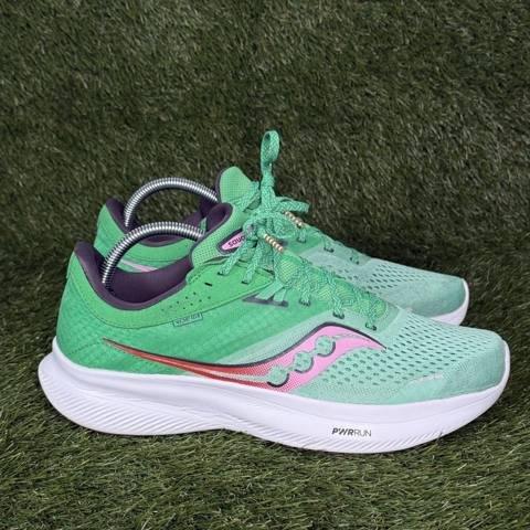 Saucony Ride 16 Womens Size 10.5 Green Pink PWRRUN Running Shoes S10830-25