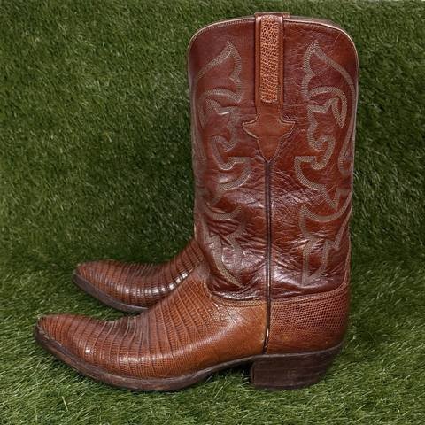 Lucchese Mcreedy Mens Size 9 D Brown Teju Lizard Western Cowboy Boots USA Made photo 4
