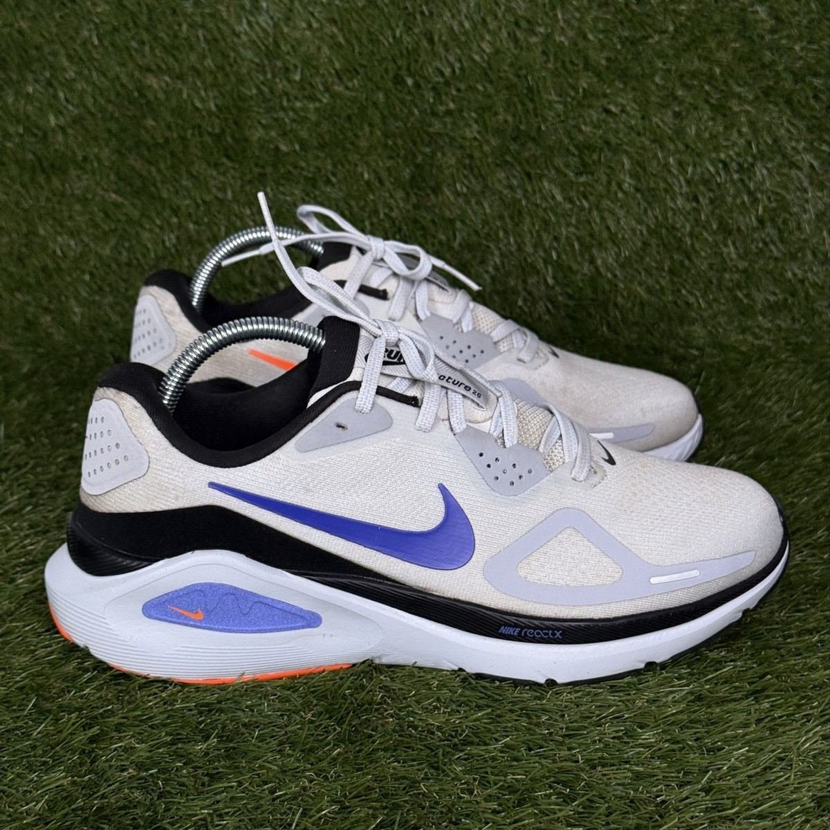 Nike Structure 26 Mens Size 9.5 White Black Blue ReactX Running Shoes HJ1102-004