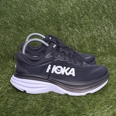 Hoka Bondi 8 Womens Size 7.5 D Wide Black White Max Cushion Running Shoes