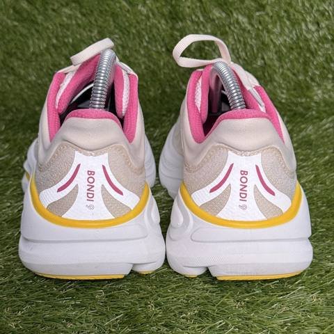 Hoka Bondi 9 Womens Size 8 D Wide Alabaster Pink Yellow Running Shoes photo 5
