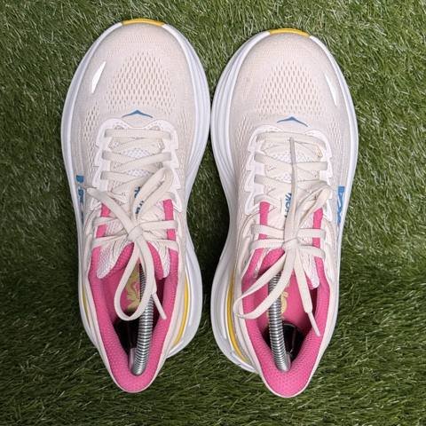 Hoka Bondi 9 Womens Size 8 D Wide Alabaster Pink Yellow Running Shoes photo 7