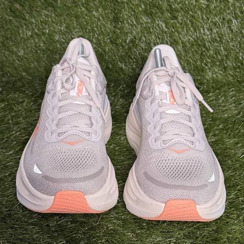 Hoka Bondi 9 Womens Size 11 B White Gray Peach Max Cushion Running Shoes 1162012 photo 3