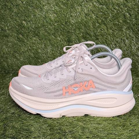 Hoka Bondi 9 Womens Size 11 B White Gray Peach Max Cushion Running Shoes 1162012 photo 4