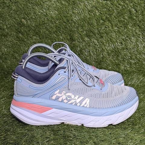 Hoka One One Bondi 7 Womens Size 8 Blue Fog Pink Max Cushion Running Shoes